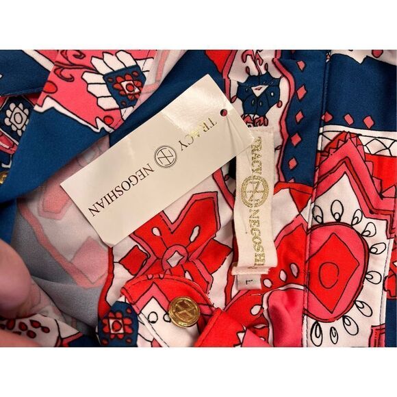 Tracy Negoshian Payton Belted Shirt Dress in Doodle in Bloom sz L NWT - Picture 6 of 7